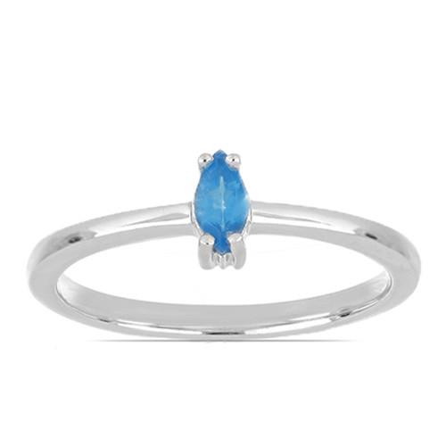 STERLING SILVER NATURAL APATITE SINGLE STONE RING